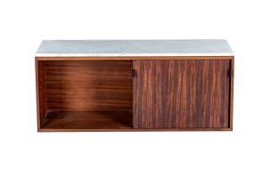 Florence Knoll; Rosewood and marble wall-mounted cabinet, attributed to Florence Knoll for Knoll, USA