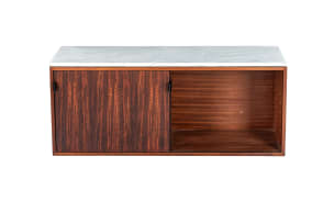 Florence Knoll; Rosewood and marble wall-mounted cabinet, attributed to Florence Knoll for Knoll, USA