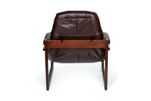 Percival Lafer; 'MP-91' Jatoba and leather lounge chair attributed to Percifal Lafer, Brazil