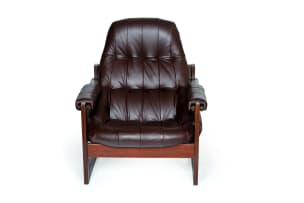 Percival Lafer; 'MP-91' Jatoba and leather lounge chair attributed to Percifal Lafer, Brazil