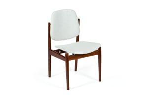 Arne Vodder (1926-2009); Set of six 'Model 203' teak and upholstered dining chairs for France & Søn, Denmark