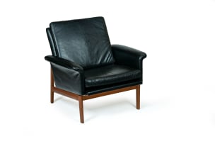 Finn Juhl; 'Jupiter 218' leather upholstered lounge chair for France & Søns, Denmark