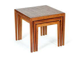 Set of three teak nesting tables