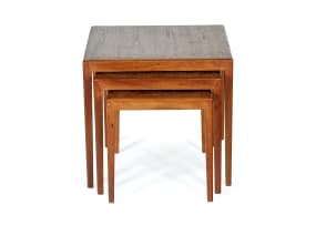Set of three teak nesting tables