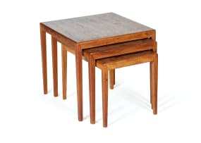 Set of three teak nesting tables