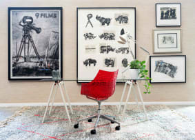 Gae Aulenti; 'Gaetano' glass office table for Zanotta, Italy