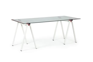 Gae Aulenti; 'Gaetano' glass office table attributed to Gae Aulenti for Zanotta, Italy
