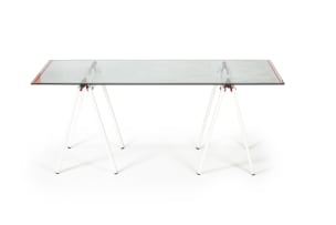 Gae Aulenti; 'Gaetano' glass office table attributed to Gae Aulenti for Zanotta, Italy