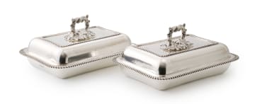 A pair of Victorian silver entrée dishes and covers, Martin & Co ( Richard Martin & Ebenezer Hall) Sheffield, 1894