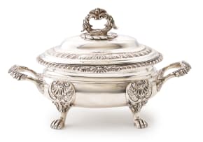 A pair of George III silver sauce tureens, William Bennet, London, 1817