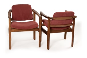 John Tabraham; Pair of John Tabraham kiaat armchairs for Kallenbach, South Africa,