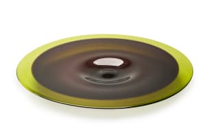Liz Lacey; Green and black large glass bowl