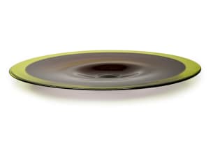 Liz Lacey; Green and black large glass bowl