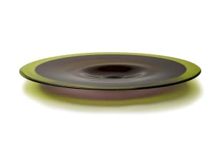 Liz Lacey; Green and black large glass bowl
