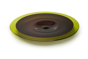 Liz Lacey; Green and black large glass bowl