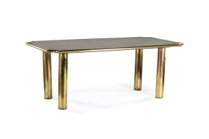 Rosewood and brass dining table, possibly French