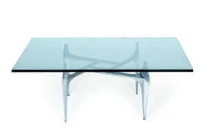 Knut Hesterberg; Glass and aluminium coffee table attributed to Knut Hesterberg for Ronald Schmitt, Germany
