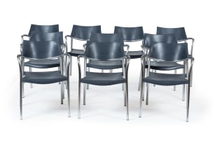 Jorge Pensi; Set of ten 'Splash' stackable armchairs for Amat, Spain