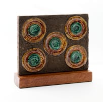 Unknown Artist; Danish stoneware rectangular tile on teak base