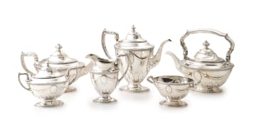 An American silver six-piece tea and coffee service, Gorham Manufacturing Company, c.1871