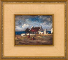 Nita Spilhaus; Coastal Cottage with Figures