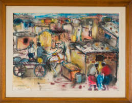 Ephraim Ngatane; Township Scene with Donkey Cart