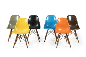 Charles and Ray Eames (1907-1978) and (1912-1988); Set of six DSW chairs for Herman Miller, USA