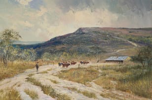 Christopher Tugwell; Landscape with Figure, Road and Cattle