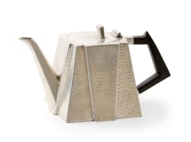 A four-piece art deco style pewter tea-set, Civic Pewter, Sheffield, c.1950s