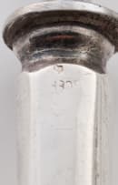 A set of six silver-handled fruit knives and forks with stainless steel blades and tines, 830 standard, with Dutch foreign made tax marks, 20th century