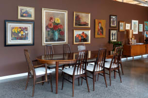 Gudme Møbelfabrik; Rosewood and teak extending dining table, Denmark