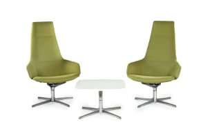Jean-Marie Massaud; Pair of lime green 'Aston' executive chairs and coffee table for Arper, Italy