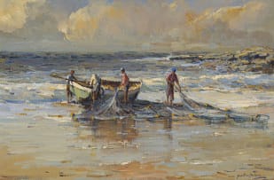 Gian-Piero Garizio; Figures, Boats and Fishing Nets