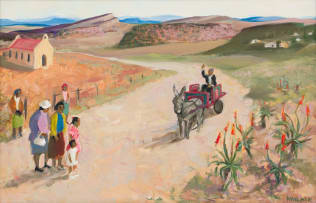 Marjorie Wallace; Rural Scene with Donkey and Cart