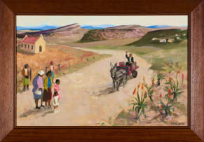 Marjorie Wallace; Rural Scene with Donkey and Cart