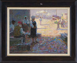 Mike Parsons; Figures Waiting by the Harbour