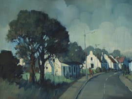Mel Brigg; Street Scene with White Houses