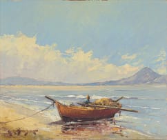 Carlo Sdoya; Fisherman and Boat
