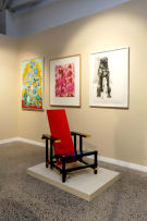 Gerrit Rietveld; 'Red and Blue' armchair after a 1918 design by Gerrit Rietveld,