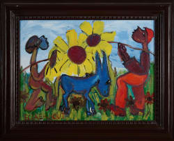 Frans Claerhout; Figures, Donkey and Sunflowers