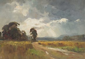 Titta Fasciotti; Landscape with Distant Mountain and Approaching Storm