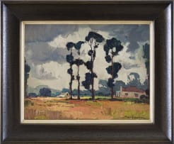 Piet van Heerden; Landscape with Trees and House