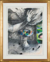 Louis Jansen van Vuuren; Still Life with Hands and Figure, triptych