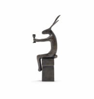 Guy du Toit; Seated Hare Drinking Wine