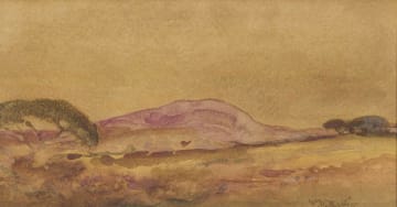 Walter Battiss; Landscape with Trees and Distant Mountain