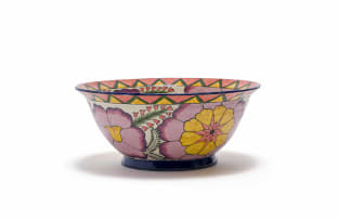 Ardmore Ceramic Studio; Yellow and purple fish and flower bowl