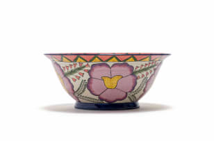 Ardmore Ceramic Studio; Yellow and purple fish and flower bowl