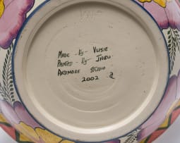 Ardmore Ceramic Studio; Yellow and purple fish and flower bowl