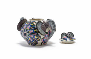 Ardmore Ceramic Studio; Elephant tureen with pink flowers