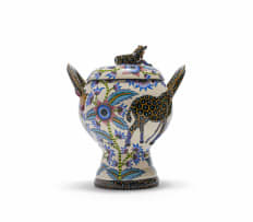 Ardmore Ceramic Studio; Lidded vessel with giraffes and flowers